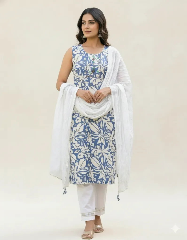 Premium Pure Cotton Printed Kurti Set (M)